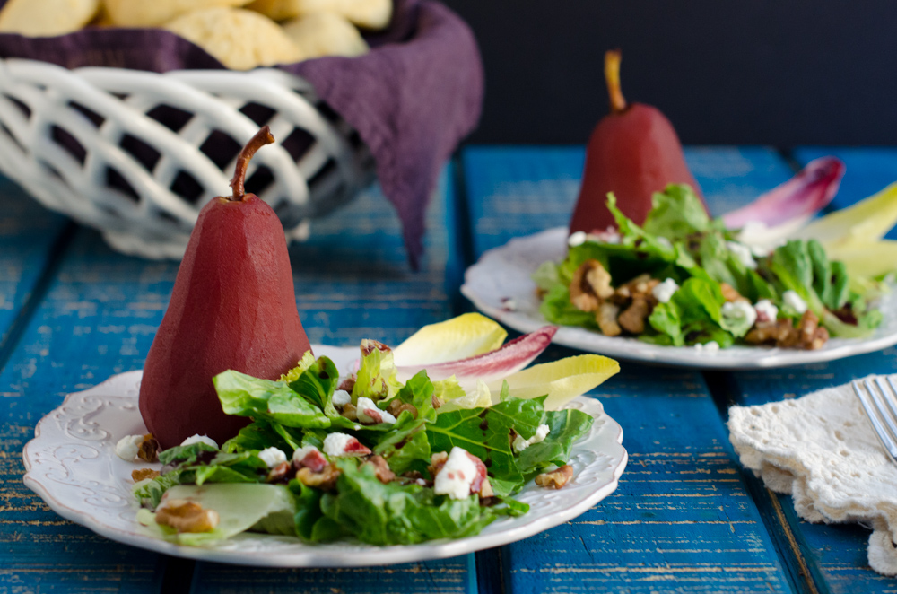 Poached Pear Salad recipe from ChefSarahElizabeth.com