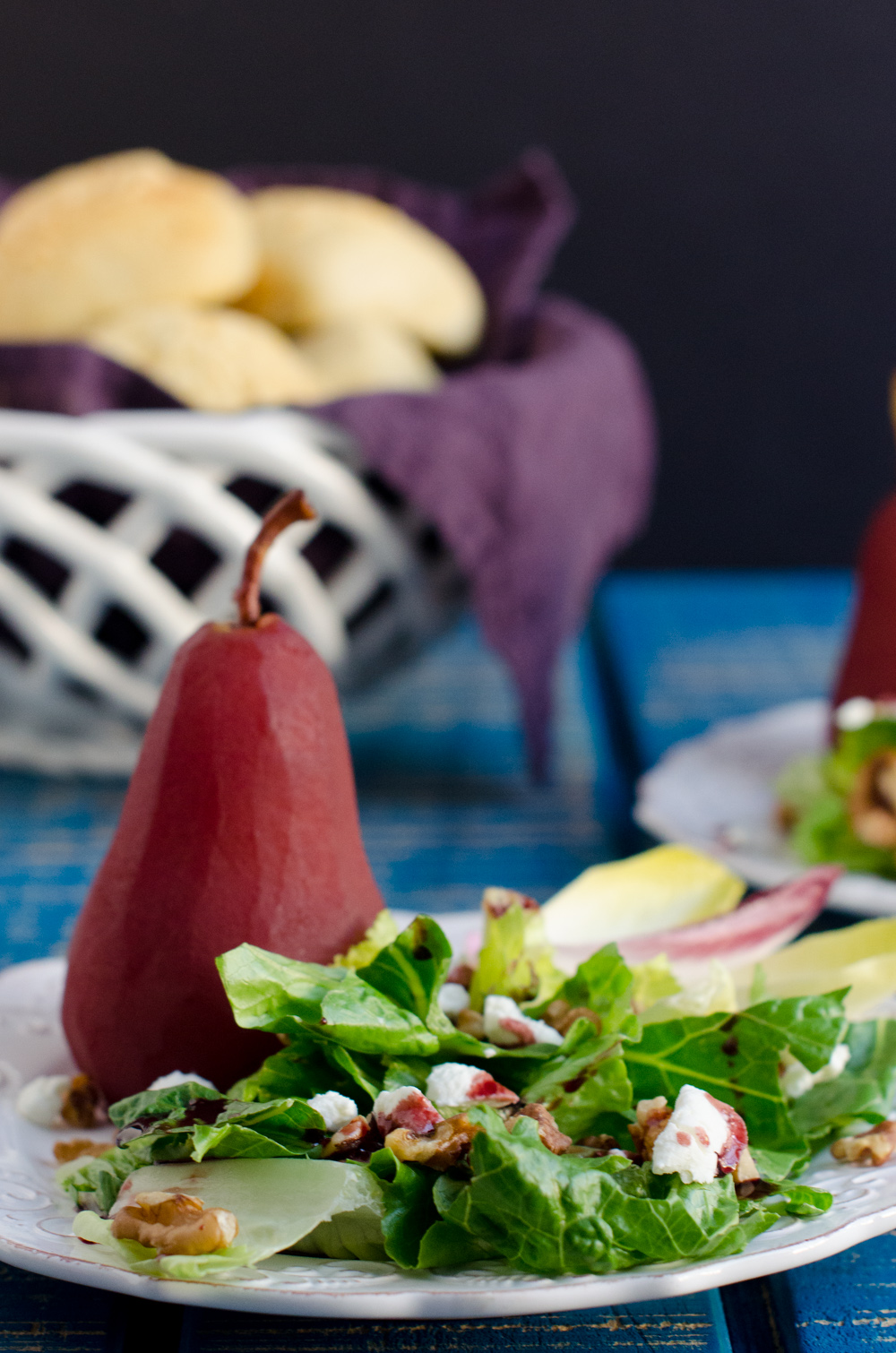 Poached Pear Salad recipe from ChefSarahElizabeth.com