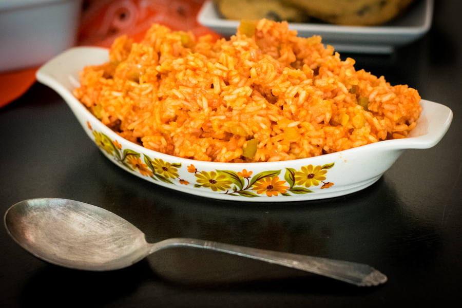dish of orange mexican-style rice