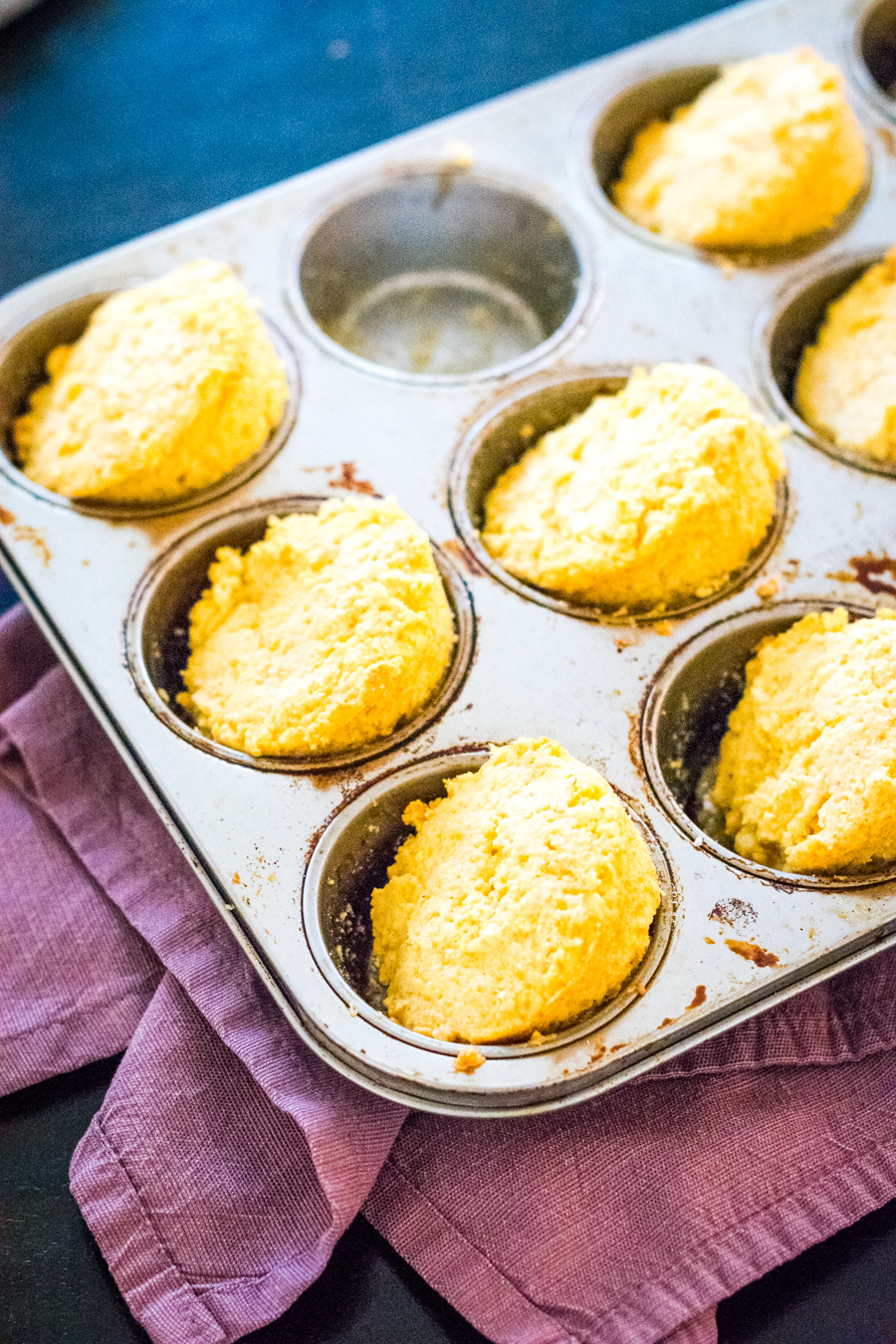 Sweet Cornbread Muffins in a muffin tin